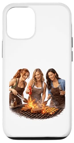 Carcasa para iPhone 12/12 Pro Amigos disfrutando de la Parrilla de Fuego cocinar Juntos