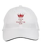 Makoroni - Keep Calm and Praise The Sun Hat Adjustable Cap, DesT89 White