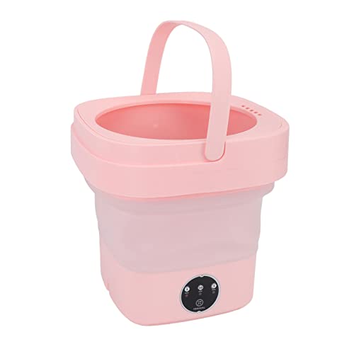Mini Lavadoras, Plegable Portátil 6.5L Lavadoras Eléctricas con Secadora, Pequeño Lavadora de Ropa Interior Automática de Cubo Compacto para Viajes, Dormitorios, Casa (Rosa)