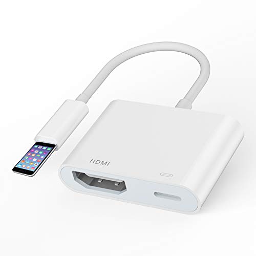 Plug and Play Phone to HDMI Adapter 1080P HDMI Adapter Cable Converter for Phone 11/XS/XR/X/8/7/6/5 to TV/Projector Support iOS