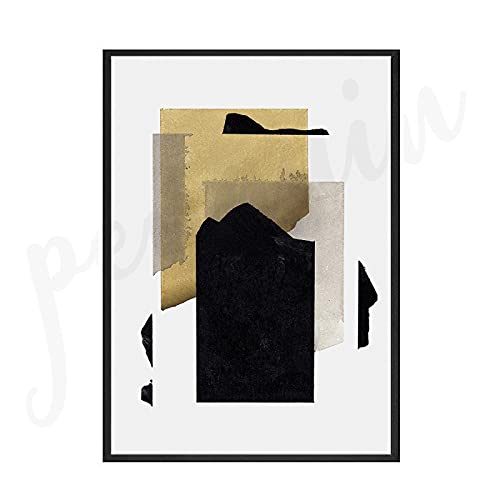 Lienzo de arte abstracto moderno 50x70 cm con efecto salpicaduras doradas sin marco para salon 3