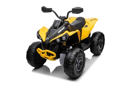 Quad Eléctrico para Niños Can-am Renegade, amarillo, monoplaza, suspensión delantera y trasera, batería de 12 V, 2 motores de 35 W, ruedas blandas de EVA, reproductor MP3 con entrada USB/AUX, licencia