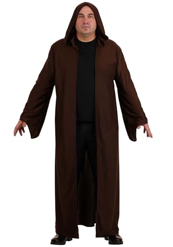 Plus Size Mens Deluxe Star Wars Jedi Costume Robe with Hooded Cloak for Adults | Halloween Cosplay and Dress Up 2X/3X