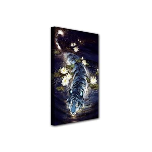 Broderie diamant tigre complet adulte grand format 70x140cm pour décoration murale