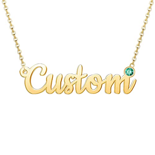 Personalized Name Necklace 10K/14K/18K Gold/Sterling Silver Custom Name Necklace Birthstone Necklace Jewelry Gift for Women Girls