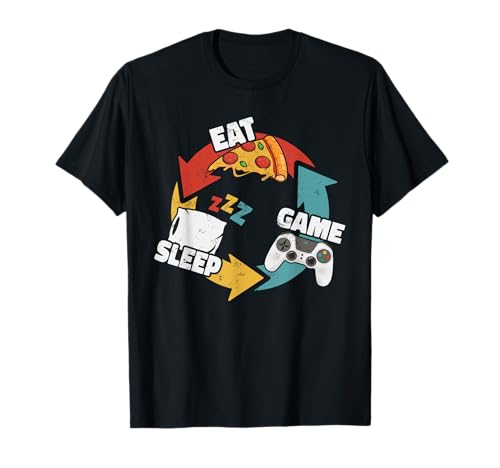 Eat Sleep Game Vintage Retro Gamer Gaming Maglietta