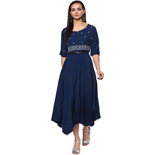 Image of Rangriti Indigo Viscose Dress for Women