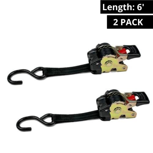 2 Quick N Easy Autoretract Strap Cargo Tie Downs | Retractable 1" X 6' Bolt-On Ratchet Straps W/S Hook For Trailers Camp; Pickups #TOP1