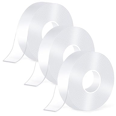 Heavy Duty Double Sided Tape – Nano Gel, Clear & Reusable Mounting Tape, Washable, Traceless Adhesive for Walls, Floors & Surfaces, Waterproof & Strong Hold 1mm (Multiple Sizes) (3, 5 Meter)