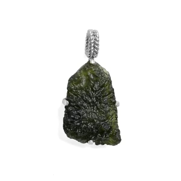 Moldavite Pendant AAA+ Natural Czech Moldavite Rough Gemstone Pendants 925 Sterling Silver twisterd wire Handmade Healing Gemstone Beautiful Pendant for Mother wife sister