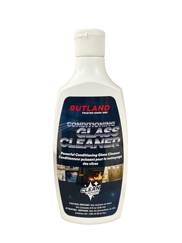Rutland Hearth and Grill Conditioning Glass Cleaner, USA-Made Fireplace and Wood Stove High Temperature Glass & Stovetop Cleaner, RTV Silicone Layering Formula, 8 Oz