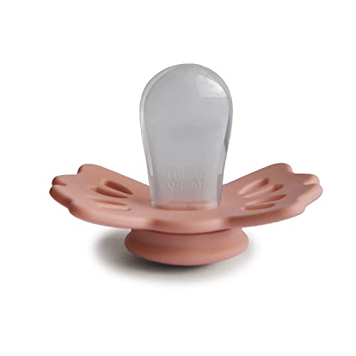 Image of FRIGG Lucky Symmetrical SilkySoft Silicone Baby Pacifier | Made in Denmark | BPA-Free (Pretty in Peach /Primrose, 6-18 Months)
