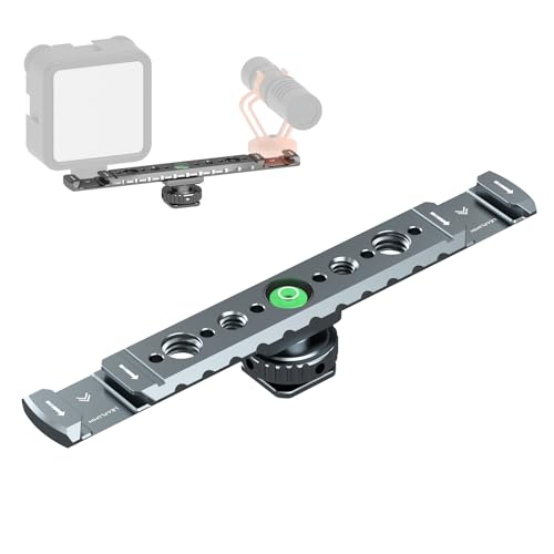 Leaplumin Support d'extension double griffe avec trous de filetage de 6,35 mm, compatible avec trépied d'appareil photo reflex numérique Sony, lampe de poche LED, gris