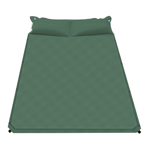 SOPERIT Esterilla de camping autoinflable para 2 personas, con almohada integrada, colchón de aire autoinflable para exteriores, para camping al aire libre (verde)