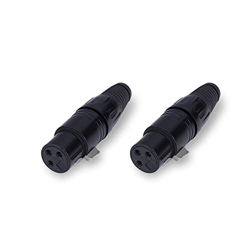 Image of MX 3 Pin XLR connector Microphone Connector pin Pure Copper Nickel Plated Pins1 for High Conductivity microphone cable connector PERENT (3 PIN BLACK COATED, Pack of 2, Female Connector)
