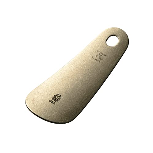 田辺金具 nei 靴ベラ 真鍮 ダメージ仕様 携帯 革製ケース おしゃれ 金属 国産 燕三条製 高級 贈答 キーホルダー プレゼント ビジネス (約)幅9.8×奥行3.8×高さ0.2cm