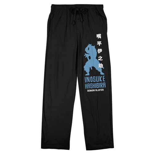 Demon Slayer Inosuke Silhouette Adult Black Sleep Pajama Pants