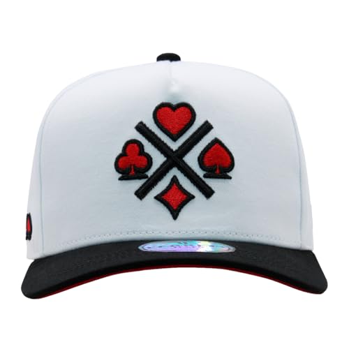 Image of Ferreti Hats FT31 White 4 Cards Snapback Baseball Cap for Men & Women - Premium Adjustable Poker Hats, Gorra para Hombre y Mujer