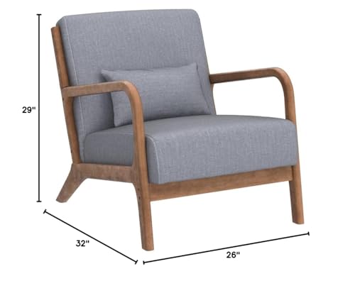 ANJ ANJHOME Mid Century Modern Accent Chair, Comfy Fabric Living Room Chairs with Solid Wood Frame, Lounge Reading Armchair, Easy Assembly - Image 3