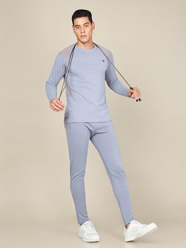 Image of TECHNOSPORT Men's Slim Fit Track Pants with Zip Pockets, ELASTO Plus Quick Dry Stretchable Lightweight Lower for Gym Running Yoga and Sports