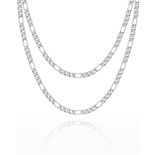 Preisvergleich Produktbild Herren-Kette Aus Massivem 925 Sterling Silber Mit Figaromuster 55 Cm