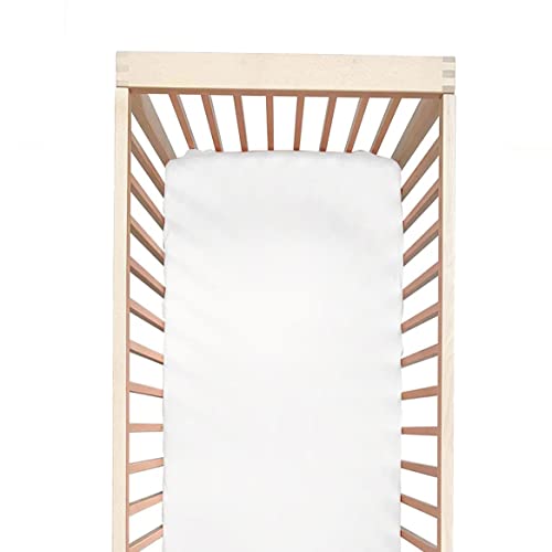 Image of Cozysilk - 100% Silk Mini Crib Sheet Fitted for Pack N Play or Portable Playard, Soft Smooth Breathable for Baby Hair, Pack of 1 for Boys and Girls, 24 x 38 x 5, White