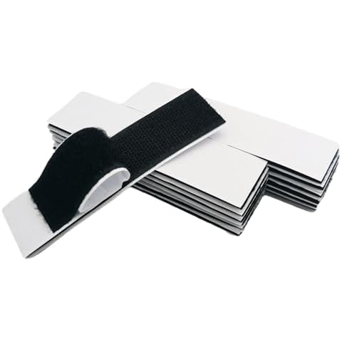 JEWOSTER 16 Sets 1x4 Inch Hook and Loop Strips with Adhesive - Double Sided Tape Heavy Duty for Wall Crafts - Sticky Back Fastener Mounting Tape for Home or Office Use,Indoor & Outdoor Use,Black Cover