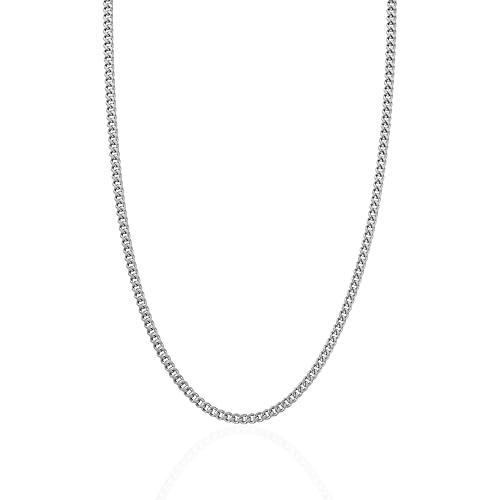 CRAFTD | Silver Cuban Link Chain | Durable Rhodium & 316L Stainless Steel | Waterproof, Heat & Sweat Resistant | Gifts for Men | Men's Jewelry |