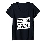 Damen Ja, sie kann die Frauenrechtsbewegung wählen T-Shirt mit V-Ausschnitt