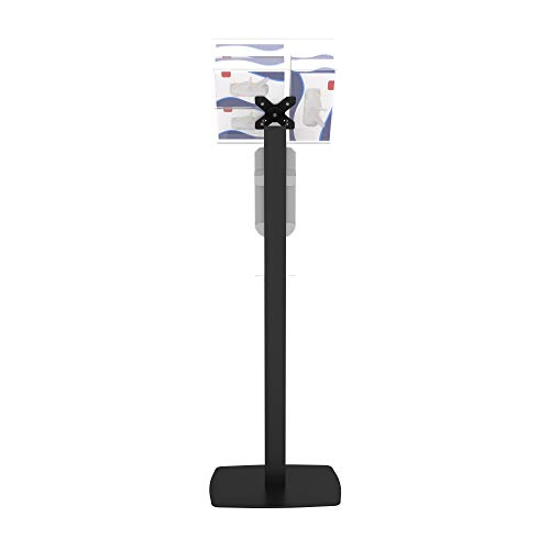 Image of Sanitizing Floor Stand - CTA Premium Thin Profile Floor Stand Sanitizing Station with Heavy-Duty Secured Acrylic Glove and Mask Boxes and Automatic Soap /Hand Sanitizer Dispenser (SAN-CHK1B) - Black