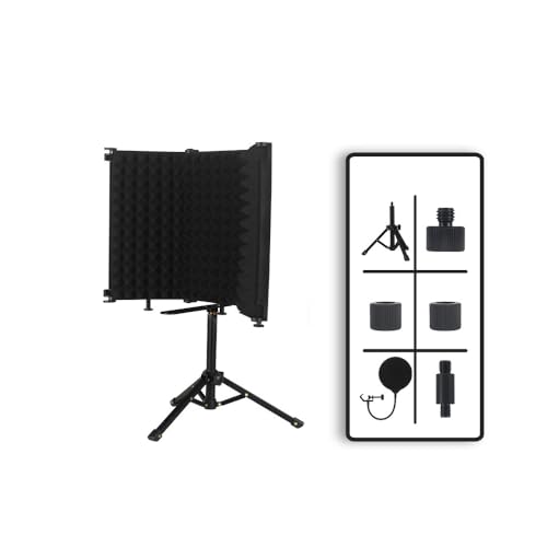 マイクスタンド 吸音フィルター 折りたたみ式 卓上設置可能 ノイズ抑制 吸音フォーム ブラック マイク スタンド フィルター 吸音 卓上設置 録音 吸収材 リフレクター マイク スクリーン スポンジ マイク シールド 折り畳み パネル ノイズ 抑制 ノイズ