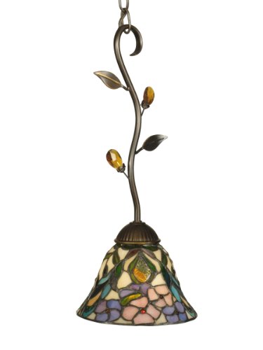 Free Shipping Offer Dale Tiffany TH90217 Tiffany/Mica One Light Hanging Fixture from Crystal Jewel Peony Collection Dark Finish, 7.00 inches, Antique Golden Bronze