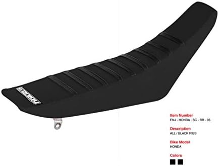 Enjoy Mfg Seat Cover - Compatible with Honda 2004-2009 CRF 250 CRF250 - All Black/Black Ribs #53