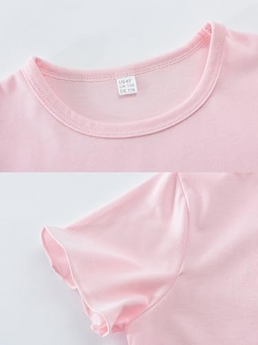 Tkria 2Pcs Girls Nightgowns 3-10 Years Flutter Short Sleeves Nightdress Nightie Dress Sleepwear Pajamas for Toddler Girls4