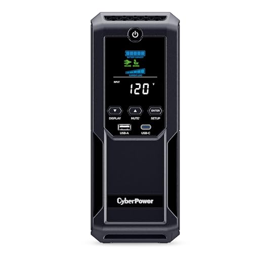 CyberPower CP1350AVRLCD3 UPS, 1350VA, LCD, 12 Outlets, USB