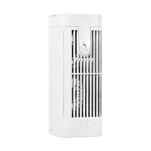 Portable Air Cooler Fan, 3 Speeds Fan with Water Tank, Mini Air Conditioner and Humidifier, Quiet Personal Desk Cooling Fan with Mist, LED Night Light for Home, Office, Bedroom or Kitchen