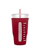 Reusable Insulator Neoprene Cup Sleeve for Iced Beverages and Coffee (Red, Large)