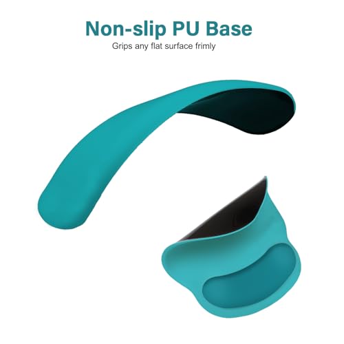 Image of MOSISO Wrist Rest Support for Mouse Pad&Keyboard Set, Circle Curved Ergonomic Mousepad&Coaster Non-Slip Base Home /Office Pain Relief&Easy Typing Pad with Soft Cloth&Raised Memory Foam, Teal Green