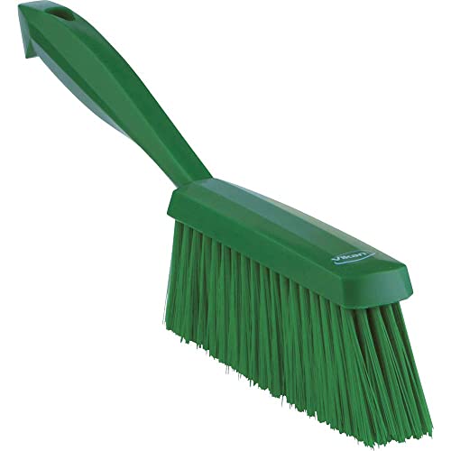 Image of Vikan 45872 Bench Cleaning Brush, Polypropylene /Polyester Soft Bristle Dustpan Brush & Sweeper With Handle, 14-Inch, Green