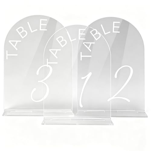 10 Pièces Transparent Acrylique Place, Table Mariage en Acrylique Panneau, Restaurant Table NuméRos Signe, pour Mariage, Cartes de Table, Réception (Numbers...
