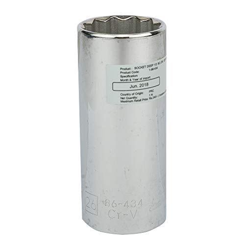 Image of STANLEY 1-86-434 Chrome Vanadium Steel 12 Point Deep Socket, 1 /2 inch, 26 mm, Silver