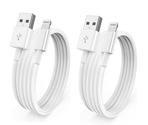 Image of Fast iPhone Charger Cable, Apple Lightning to USB Cable Cord, 2.4A Fast Charging, Apple Phone Long Chargers for iPhone 14 /13 /12 /11 / X /XS /XR /8 /7 /6 /SE Plus Pro Max Mini (2 Pack)