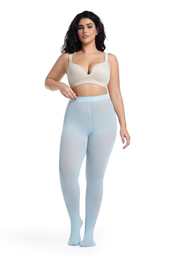 Image of Frola Plus Size Tights for Women Semi Opaque Control Top High Waist Stockings 60 Denier Women's Pantyhose 2X 3X 4X 5X