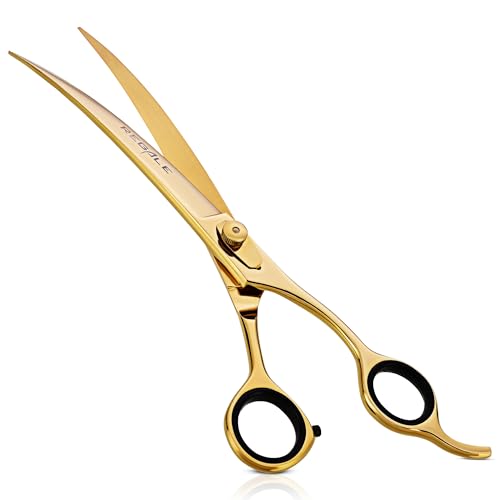 Professional 9.5” Golden Curved Barber Scissors – Long Blade Hair