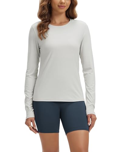 Image of ODODOS Women's Long Sleeve T-Shirt - Ultra Soft odSTRATUM Tech Performance Top UPF 50+ Breathable Crew Neck Pullover