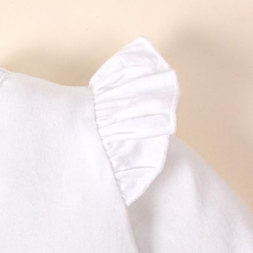 Image of LYSMuch 7-14Y Girls Ruffle Long Sleeve Shirt Kids Crewneck Basic Blouse Casual Tee