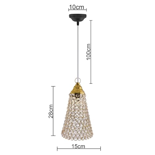 Image of Homesake Crystal Hanging Pendant Inverted Cone, Hanging Lamp Fixtures, Restaurant Lights, Hanging Lights for Ceiling, Decorative Lights for Home, Ceiling Lights for Living Room