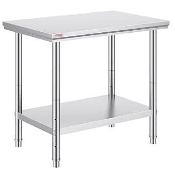 Vevor Stainless Steel Commercial Kitchen Prep & Heavy Duty Work Table 900x600x800 mm