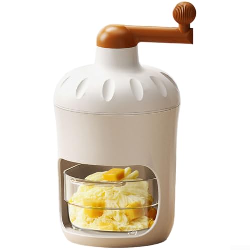 Pumixiy Machine à glaçons de comptoir – Machine à glace rasée manuelle à manivelle pour la maison, broyeur à cône de neige avec bacs à glaçons réutilisables, lame en acier inoxydable, ABS (L-1)