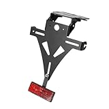 Porte Plaque Numéro Moto pour YZF R1 R3 R6 R15 R25 FZ6 Support De Plaque D'immatriculation Moto Réflecteur Feu Arrière LED(Noir)
